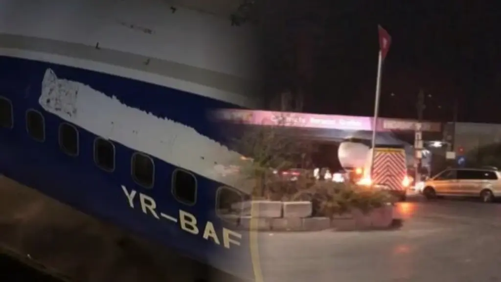 O aeronavă pe post de „blocaj rutier”: Un avion de pasageri a rămas înțepenit sub un pod feroviar pe DN1, la Balotești