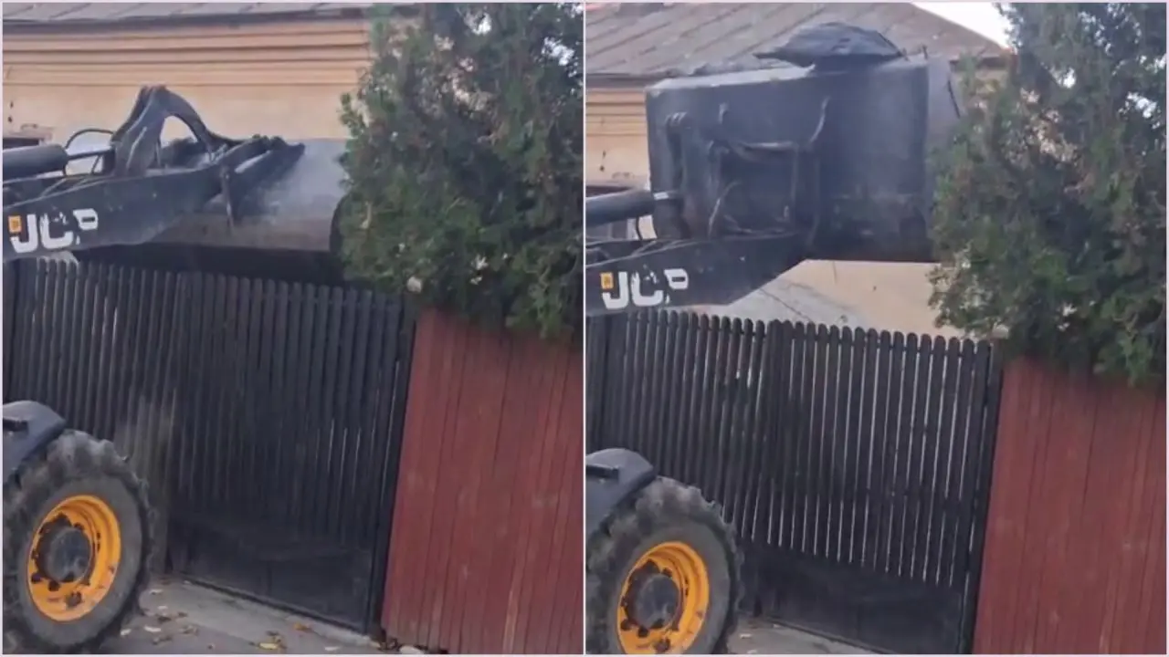 Primăria a aruncat gunoiul în curtea proprietarului cu excavatorul