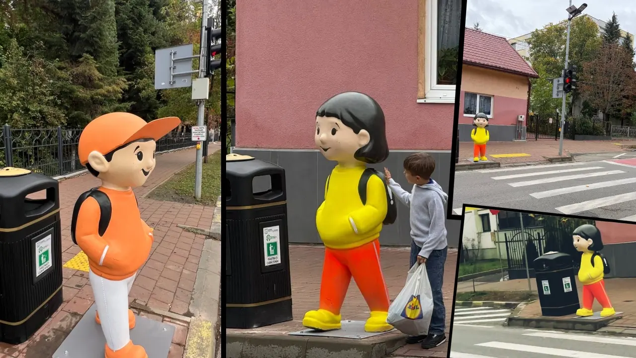 „Elevi” de plastic la trecerile de pietoni: Suceava mizează pe manechine pentru siguranța copiilor